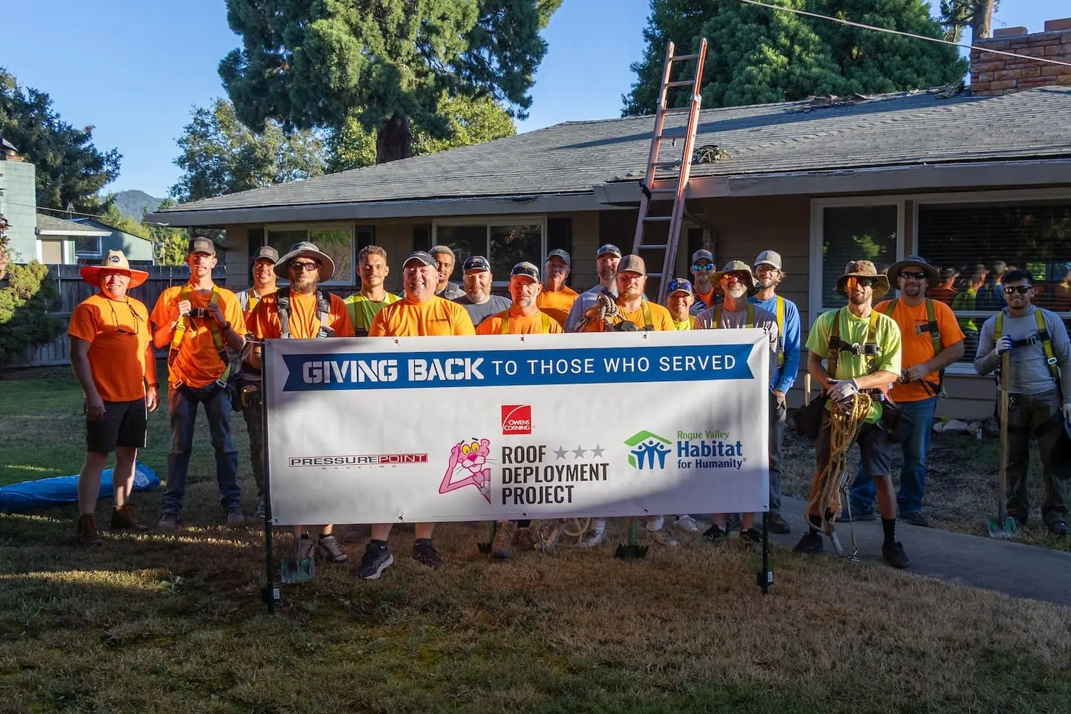 Rogue Valley Habitat for Humanity roof deployment for a Navy veteran, Medford, Oregon